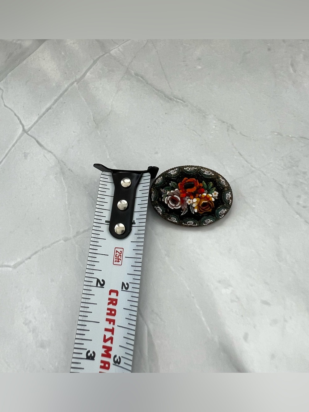 VINTAGE Italian Micro Mosaic Floral Bouquet Brooch Pin - Picture 8 of 9